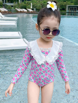 Childrens swimwear girls 2021 new female baby one 3-year-old long-sleeved sunscreen children 2 cute one-piece swimsuit
