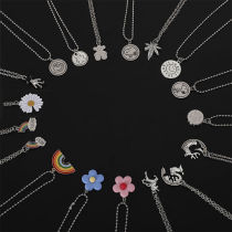 ins soil necklace cool girl choker trendsetter male hip hop student Korean pendant simple best friend two small jewelry