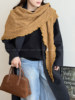 High-End Retro Ruffled Triangular Scarf for Women, New Autumn and Winter Fashionable Warm Neck Protector, Dual-Use Scarf and Shawl