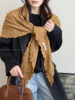 High-End Retro Ruffled Triangular Scarf for Women, New Autumn and Winter Fashionable Warm Neck Protector, Dual-Use Scarf and Shawl