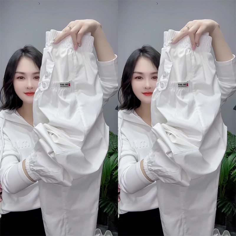 White Quick-Drying Work Pants for Women, New Summer Style, Elastic Waist, Stretchy, Tapered, Narrow Straight-Leg Harem Sports Lantern Pants