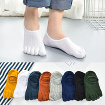 3 5 pairs of invisible socks mens five-finger socks split toe summer thin cotton shallow mouth low-top socks cover non-slip boat socks short silicone