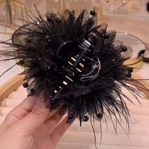 2024 New Bead Flower Feather Clip Hair Clip Flower Headdress Douyin Pinduoduo Kuaishou Same Style