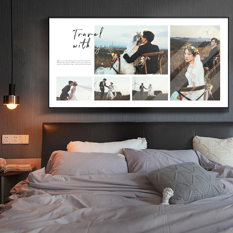 Wedding photo enlargement hanging wall washing photo plus crystal photo frame custom photo studio high-end wedding photo nine palace grid production