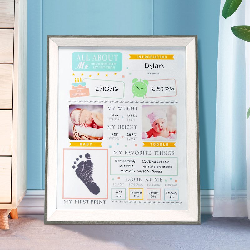 Baby Hands Foot Print 100 Days Old Memorial Gift Diy Creative Home Color Handprint Photo Frame Hand Palm Print Customize