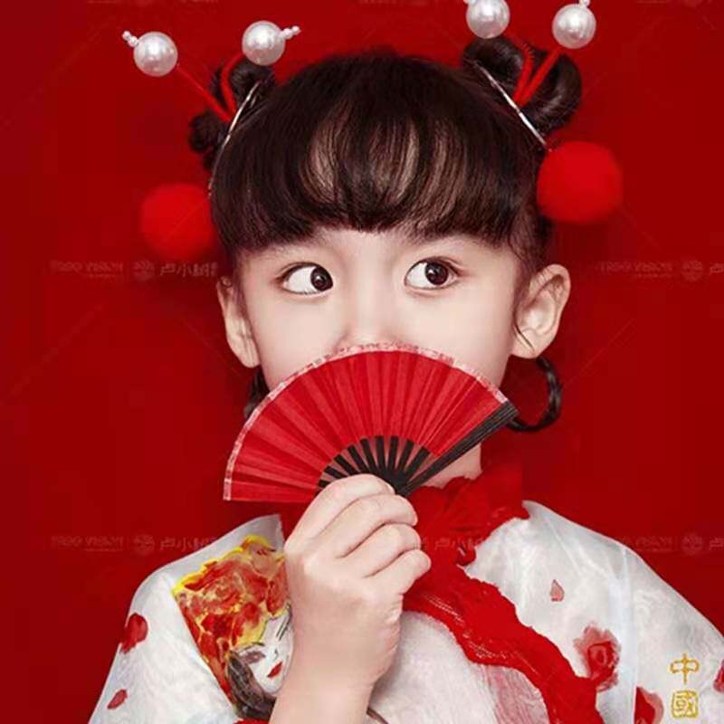 Hanfu small folding fan headdress star net red with the same small fresh headdress hair accessories photo photo props a multi-purpose fan