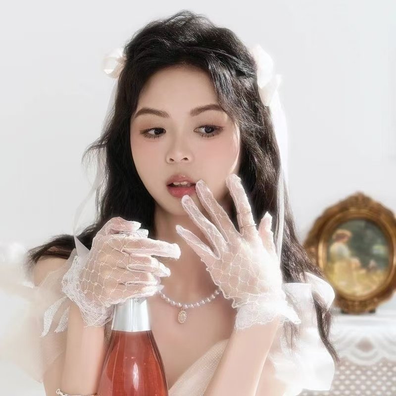 Lace gloves, vintage mesh French Lolita style photography props, white wedding bridal gloves, super fairy-like gloves