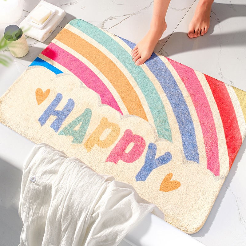 Square Rainbow Bathroom in door mat Absorbent Makeup Room Door Mat Bathroom Toilet Doorway Non-slip Foot Mat