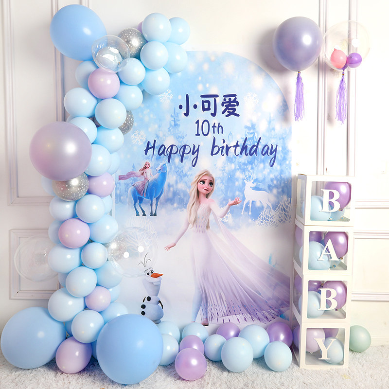 Boys and girls Aisha Mickey theme 100-day banquet one-year-old birthday decoration scene layout balloon background wall