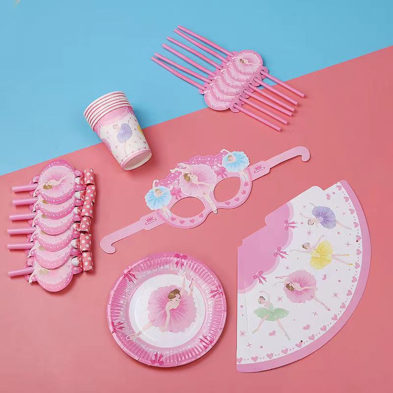 Cartoon Disposable Paper Plate Set Children's Birthday Party Tableware Birthday Cake Picnic Plate Dessert Table Fruit Plate