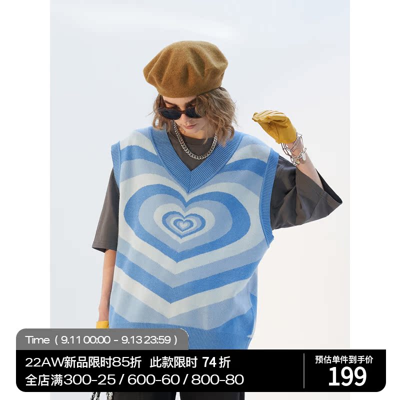 MODITEC Candy Color Gradient Love Knit Vest Vest Loose Couples Outer Sweater Shi Kai Same Style