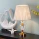 Modern Fashionable Crystal Table Lamp Bedroom Bedside Room Beige Pleated Fabric Decorative Lighting Beauty Salon Table Lamp