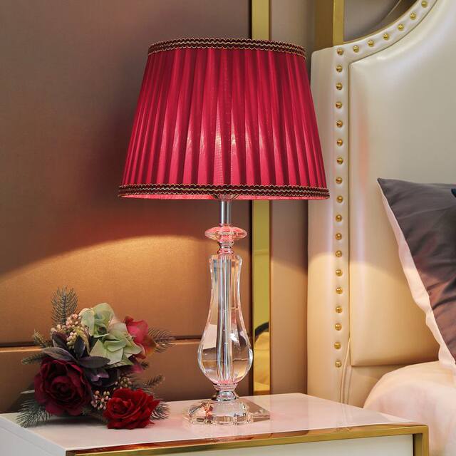 Modern Fashionable Crystal Table Lamp Bedroom Bedside Lighting Living Room Light Luxury Warm Romantic Wedding American Style Dimmable Remote Control