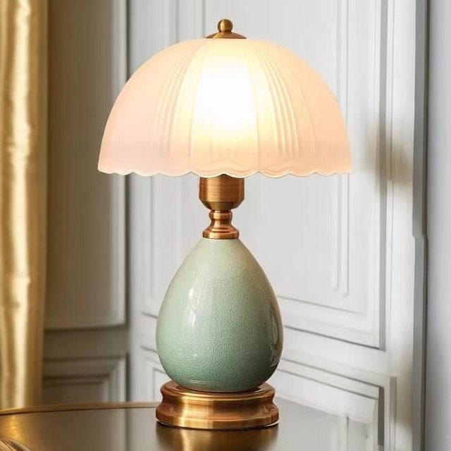 European-Style Table Lamp, Retro Pastoral Ceramic Glass Led Lamp, Study Desk Smart Lamp, Bedroom Decoration Bedside Lamp