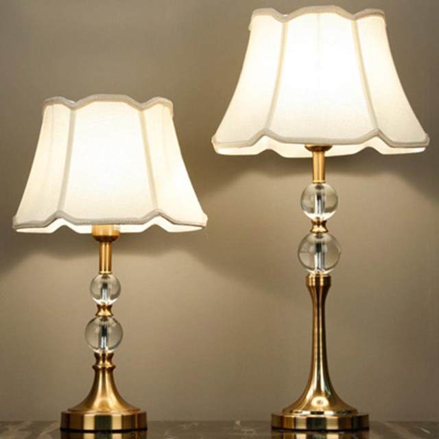 American-Style Imitation Copper Crystal Ceramic Soft Decoration Bedroom Bedside Table Lamp Modern Minimalist Living Room Home Cozy Bedside Lamp
