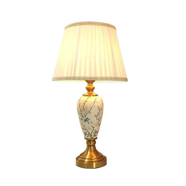 Ceramic Table Lamp, American-Style Minimalist Bedroom, Chinese-Style European-Style Living Room Corner Lamp, High-End Luxury Master Bedroom Bedside Lamp