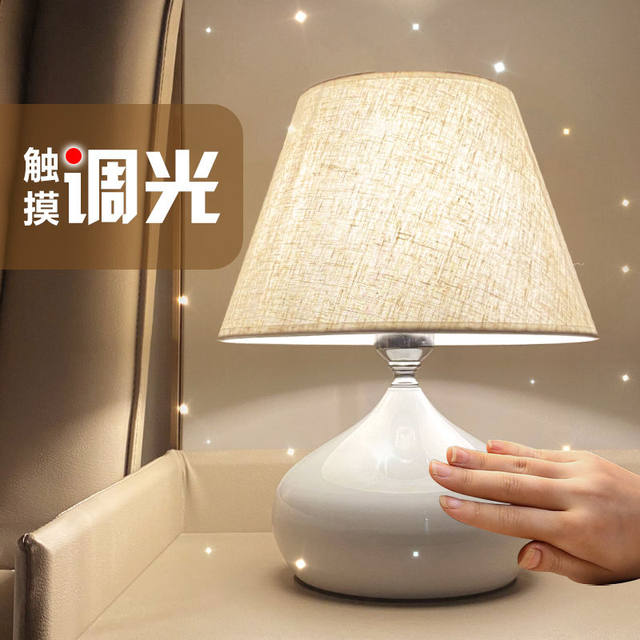 Bedside Lamp for Home Use, Warm and Cozy, Popular Nordic Minimalist Style, Touch Sensor Dimmable, Remote Control, Plug-In Lamp for Electric Bed