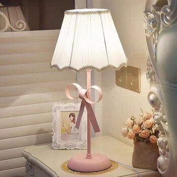 Table Lamp for Bedroom, Fabric, Simple Modern Style, Wedding and Birthday Gift, Creative Ins Nordic Style, Trendy Girl's Bedside Lamp