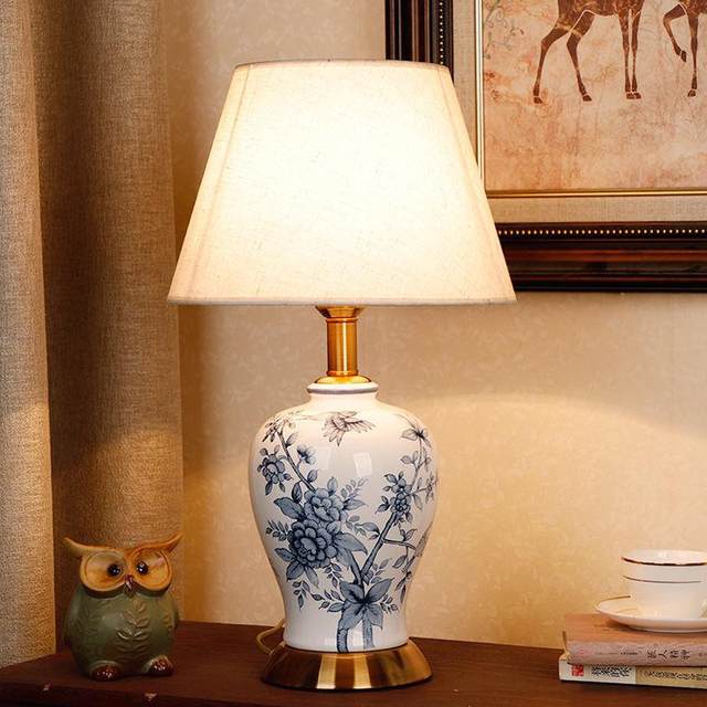 New Chinese-Style Ceramic Table Lamp, Chinese-Style Painted Blue and White Porcelain, Living Room, Study, Cozy Bedroom, Bedside Lamp, Decorative Table Lamp