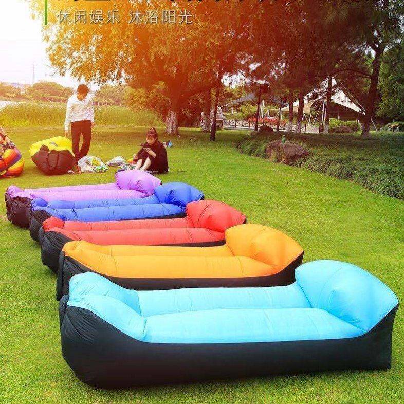 Outdoor inflatable sofa bag lazy air cushion chair air mattress camping portable bed single lunch break pad net red