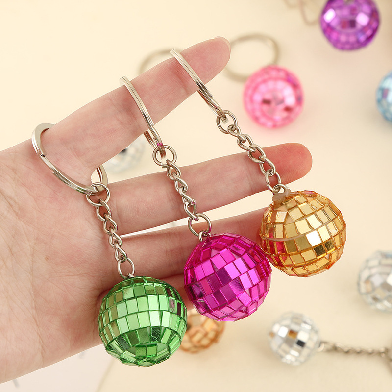 Disco Ball Keychain Holiday Gift Box Disco Ball Pendant Creative Bag Car Key Ring Pendant