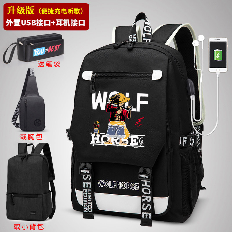 Cartoon Cartoon School Bag Men And Women Double Shoulder Bag Children Han Edition Tide Boys Junior High School Students Big Capacity Elementary School Students