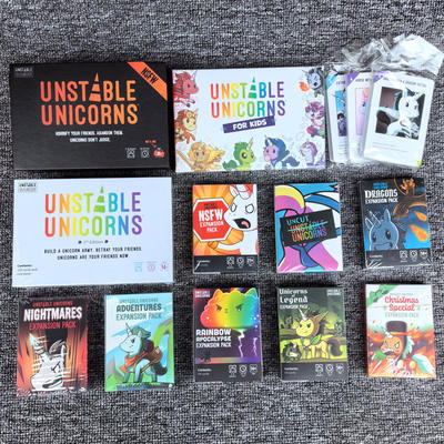 unstable unicorns, a popular English board game toy for foreign trade, is a family gathering card game