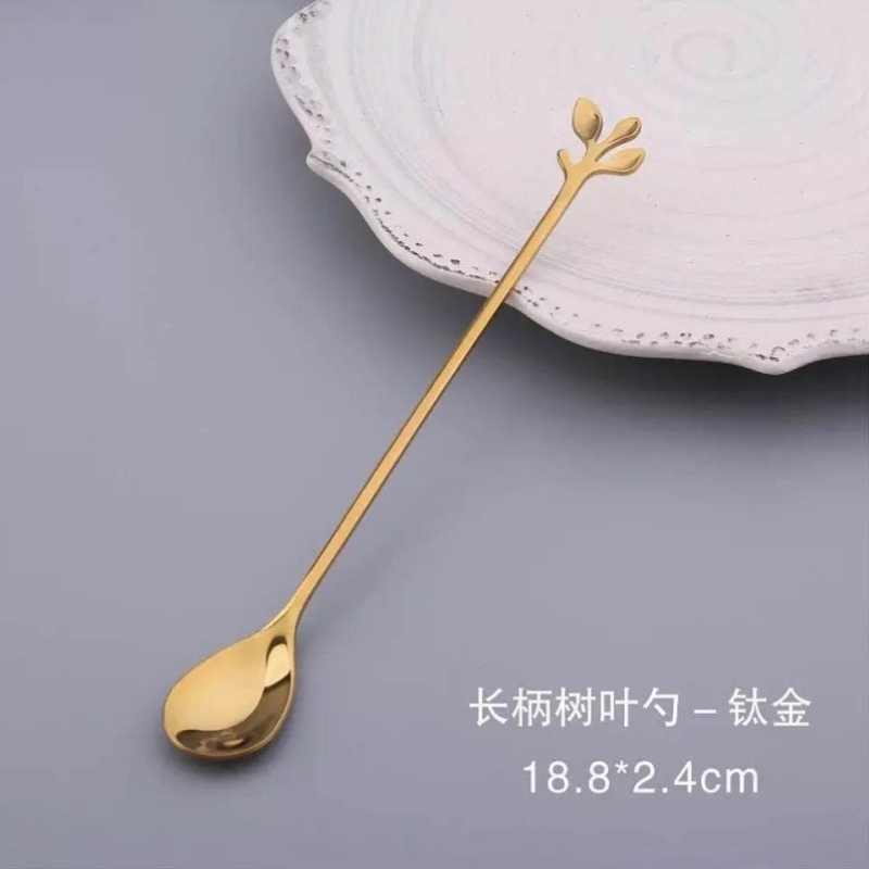 Stainless steel coffee spoon creative branch stir spoon Korean sweet spoon dessert tea spoon spoon coffee spoon
