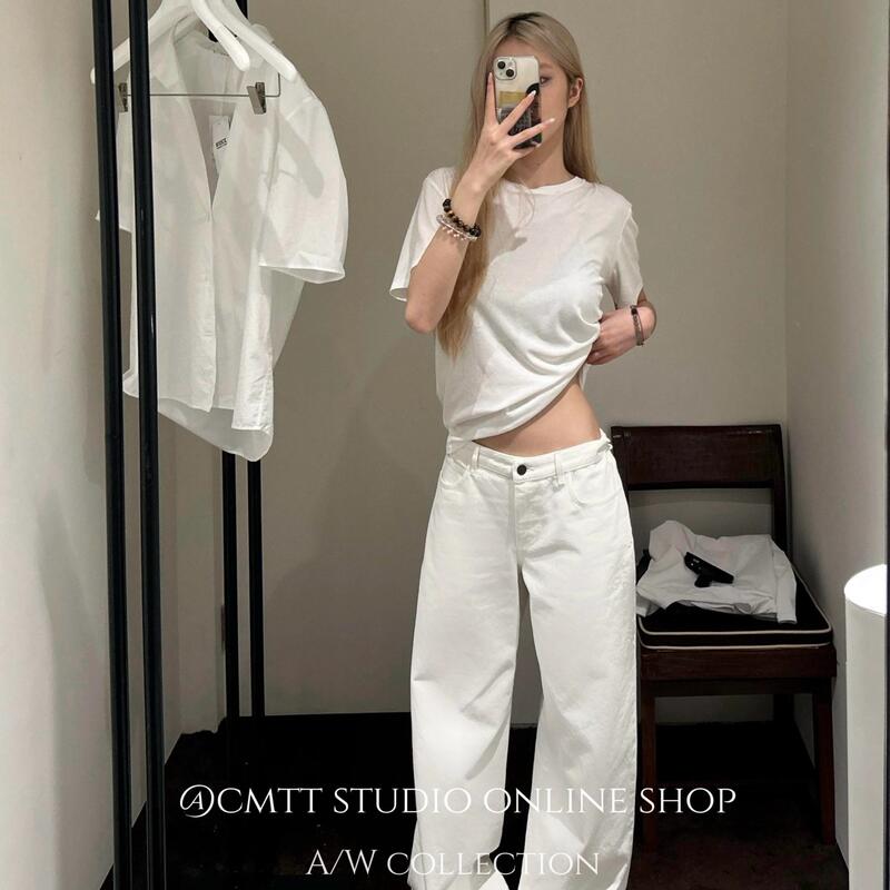 (Now) Trendy and Unique White Textured Pu Leather Pants for Women, Versatile Straight-Leg Loose Casual Trousers for Autumn and Winter (Now) Trendy and Unique White Textured Pu Leather Pants for Women, Versatile Straight-Leg Loose Casual Trousers for Autumn and Winter