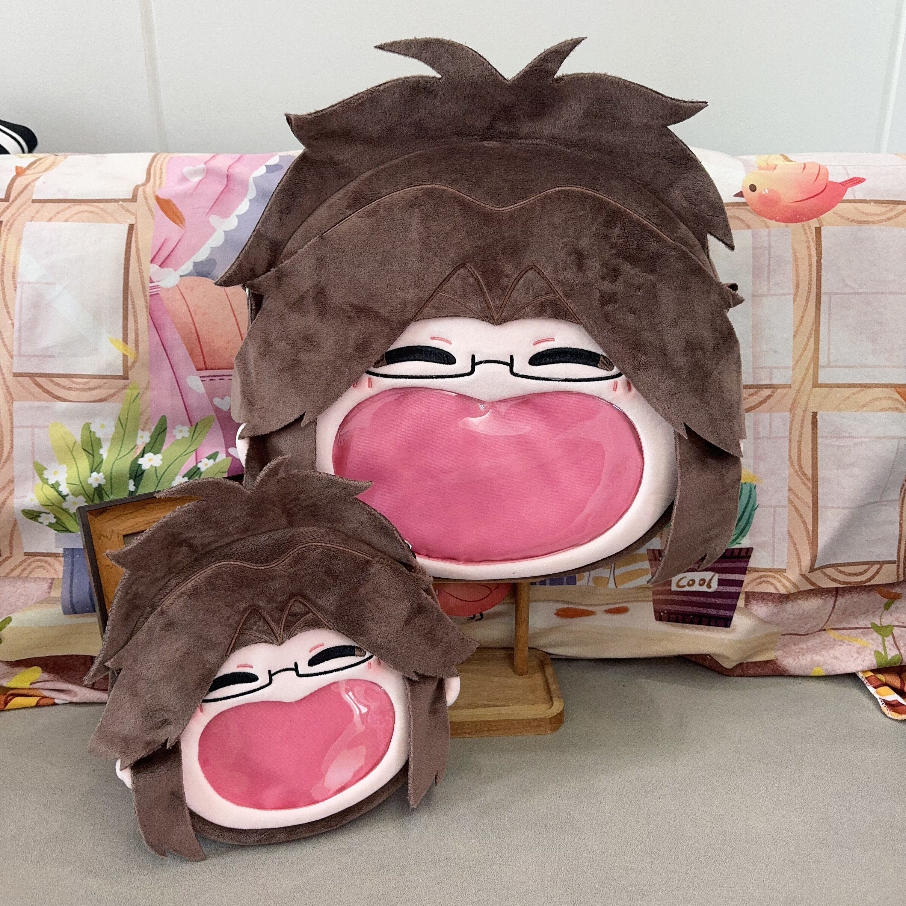 Attack on Titan Hanji Peripheral Big Mouth Pain Bag Plush Transparent Doll Bag One-Shoulder Cross-Body Display Backpack