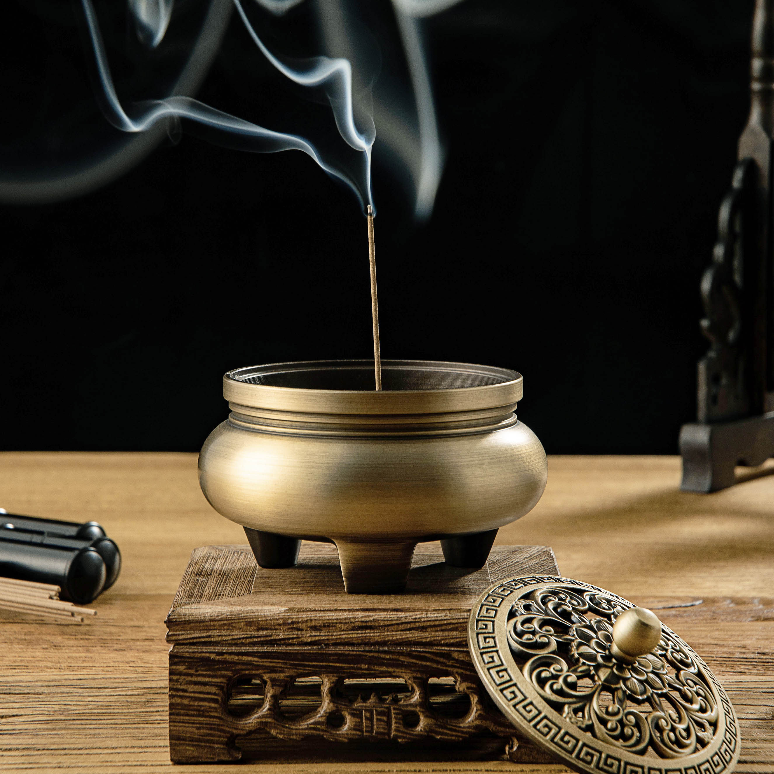Putuo Mountain Pure Brass Incense Furnace Retro Household Indoor Special Sandalwood Agarwood Incense Incense Furnace Xuande Furnace