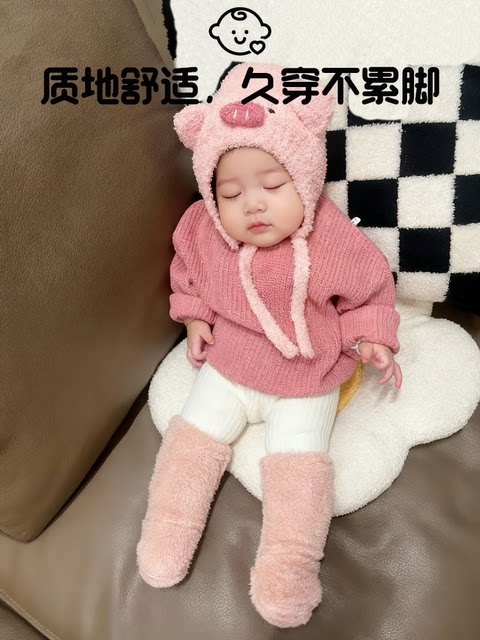 Baby Outdoor Socks, Sock Boots, Infant Plush Socks, Unisex Baby Winter Thickened Warm Non-Slip Floor Socks