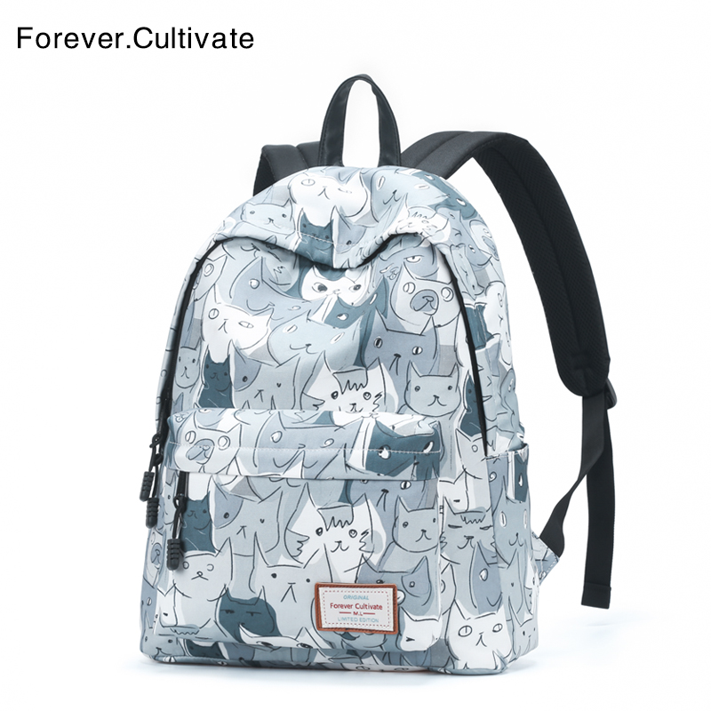 Forevir cultivate printed rear shoulder bag female Han version casual scapegoat campus high school student school bag female