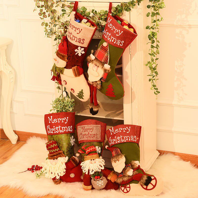 Net Red Christmas Socks Gift Bag Kid Christmas decorations Gift Christmas old man snowman Christmas Sox decorations