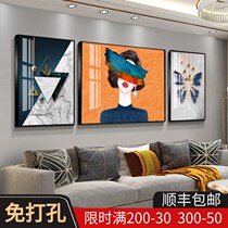 Custom Light Luxury Figure Living Room Decoration Painting Modern Minima Sofa Background Wall Mural Nordic Atmospheric Crystal Porcelain Triptych