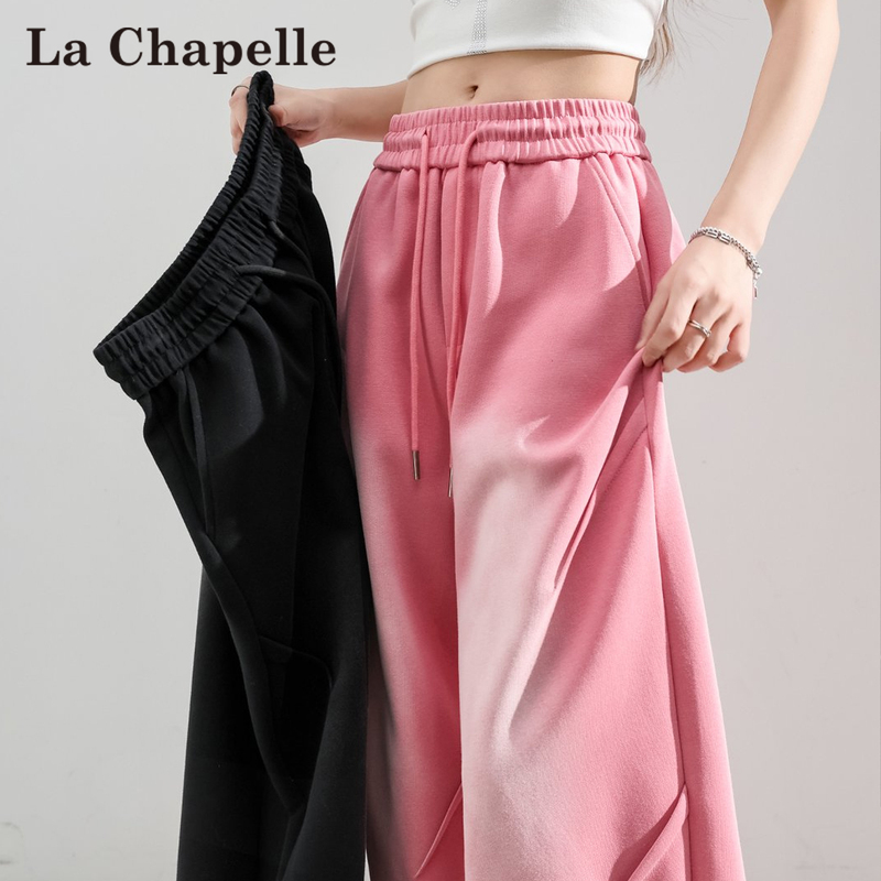 La Chapelle American-Style Tie-Dye Gradient Wide-Leg Pants for Women, Summer Design, High-Waisted, Drapey Casual Sweatpants