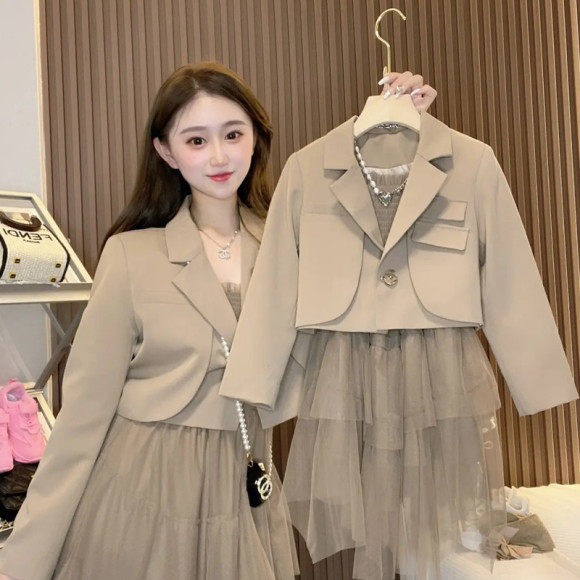 Rich Guido Fried Street Special Fashion Foreign Dress Small Suit Suit High-end Foreign Pie Mother Daughter Dress 2022 New