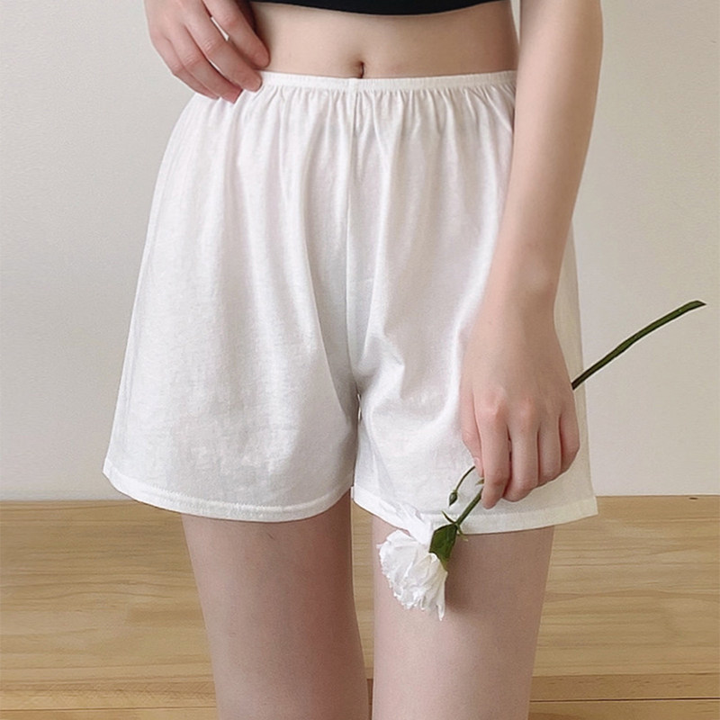 Three-point underwear women's summer thin section loose cotton anti-glare safety pants no curling insurance shorts large size