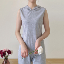 Sleeveless cap sports vest woman in spring and autumn lap outside wearing cotton thin section with cap for undershirt knit big code