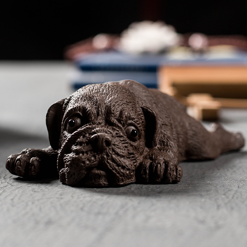 Handmade Creative Purple Sand Tea Spotting Piece Zodiac Puppy Boutique can raise small number of tea to play tea tray Furnishing Ceramic Pen Holder