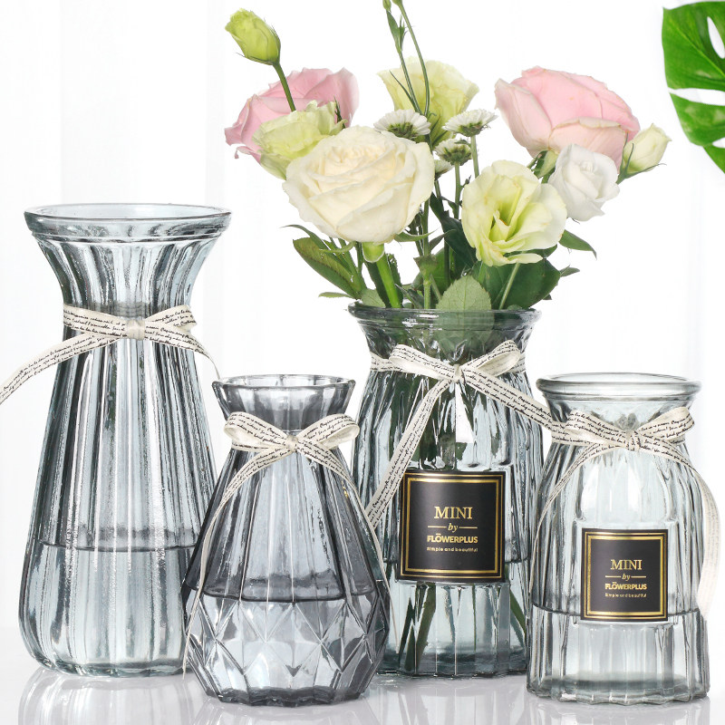 Living room Nordic hydroponic glass vase transparent clearance lily baby's breath dried flower creative vase decoration ins