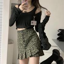 Retro BAO WEN hot girl half body short dress design sensation Little crowdsourced Red Fried Street Harbor Wind Fat Girl Big Code A Character Thyme Skirt