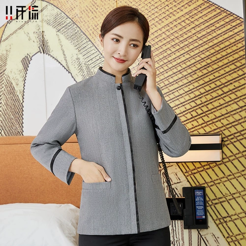 Зимняя плюшевая утолщенная чистящая рабочая одежда для женской хлопковой одежды для одежды для одежды торговых центров