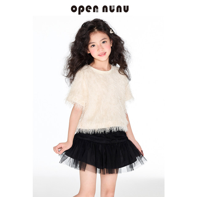 opennunu ເດັກຍິງ ballet ຕາຫນ່າງ puff skirt ເດັກຍິງ summer ໃຫມ່ versatile ສີດໍາ culottes ສັ້ນ