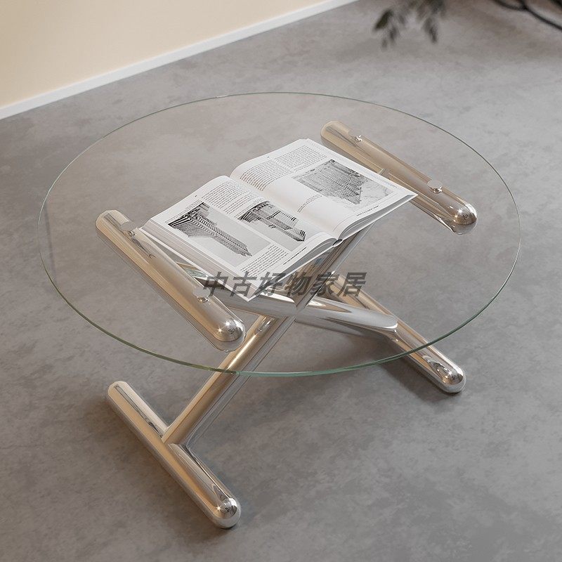 New Koons balloon dog designer coffee table small apartment light luxury modern minimalist metal round glass ins