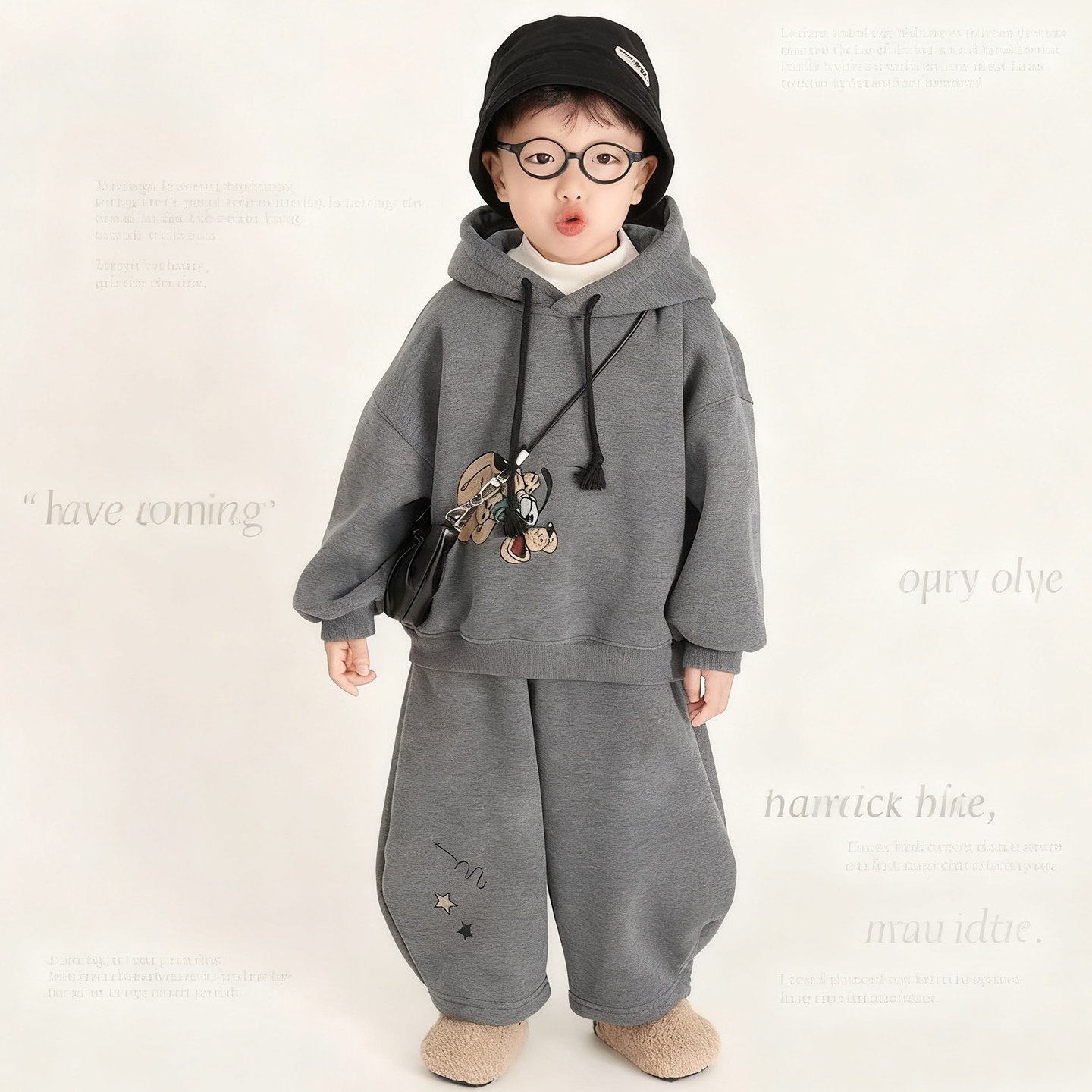 Бархатный костюм для мальчиков плюс размер, осенне-зимняя одежда, новинка 2025 года, детский свитер из двух предметов, утолщенная спортивная одежда для мальчиков