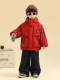Boys' Autumn and Winter Fleece-Lined Jacket 2025 New Style Children's Red Windbreaker Stylish Boys' Thickened Warm Parka