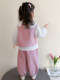 Girls' Spring Stylish Outfit 2026 New Model Little Girl Shirt Vest Three-Piece Set Children's Spring and Autumn Casual Clothes