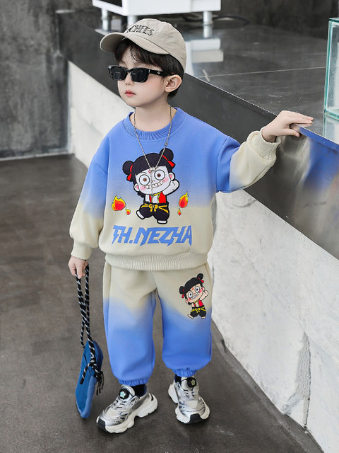 Boys' Nezha Sweatshirt Set, Autumn 2025 New Style, Cool and Handsome Children's Casual Two-Piece Set, Stylish Boys' Spring and Autumn Outfit
