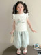 Girls Flying Sleeve Suit Summer 2025 New Children's Style Cartoon Vest Summer Clothes Baby Girl Anti-Mosquito Pants Two-Piece Set
